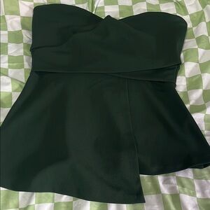 Elegant Dark Green Strapless Top